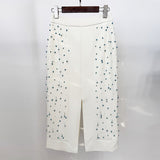 Star Fashion New Heavy Industry Nail Bead Vest Top Open Skirt Set Two