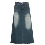 Autumn And Winter Women's Wear Street Trend Brand Fashion Retro Gradual Washing Water Shows Thin Basic Denim Half Skirt-Outfit