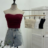 Babes Light Yarn Splicing Braless Sleeveless Top With Short Corset Corset Umbilized Bra Vest