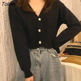 Oversize Women Autumn Cropped V-neck Adult Standard Lady Knitwear Popular Solid 2021 Purple Korean Style Lovely