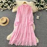 Temperament Wears A Female Waist-Waisted Collar Bubble Sleeve Shirt High-Waisted Embroidered Half-Dressed Skirt Holiday Style