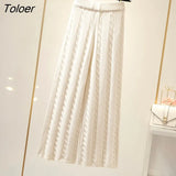 Warm Sweater Pants Womens Outfits Office Ladies Turtleneck Knitted Sweater+woolen Parkas Vest+wide Leg Knitting