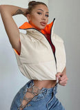 Contrast Double Side Wear Zipper Short