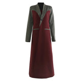 Autumn Colling Color Splicing Angola Red Striped Long Wind Coat Coat