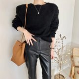 Leather High Waisted Harem Pants Women Fashion Female PU Leather Ankle