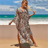 Toloer Middle Woven Polyester Loose Plus Size Bikini Smock Beach Dress Sunscreen Beach
