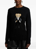 2025 New Women's Bear Embroidered Cartoon Loose Version Of Heavy Industry Round-Neck Knitted