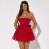 Toloer Hot Selling With Chest Temperament Fashion Gauze Small Dress Backless Dress