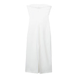 New Spring Style Midi Fold Decoration Forked Design Breast Dress 2698707-Outfit