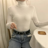 Solid Color Basic Versatile Turtleneck Sweater Thick Winter Long Sleeve Classic Knitted Bottoming Shirt Women Top