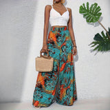Ladies Pants Tropical Holiday Wind New Fashion Leisure Comfortable High-Waist Broad Leg