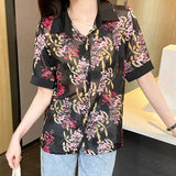 Summer Fashion elegant Women's chiffon Blouses printing ladies shirts short sleeve dress shirts Tops Blusas