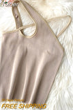 Tank Camis Slim Halter Top Cropped Woman Sexy Off Shoulder Y2k Top Female Basic White Crop Top Solid Tees Summer
