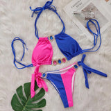 Toloer 2024 New Crystal Diamond Bikini Sexy Quilting Tied With Women's Split