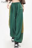 High Waist Women Striped Pants American Retro Loose Wide Leg Pants Y2K Streetwear Fashion Female All Match