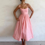 New Female Temperament Commuting Sexy Low-Chests To Close The Waist Sling Dress