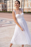 White Push Up Strap Long Bridemaid Wedding