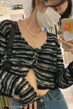Tops Cropped Cardigan Coat Women's Clothing V-neck Long Sleeve Tunic Sueter Pull Femme Fashion Knitted Thin Korean