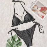 Toloer New Ins Web Celebrity Swimsuit Sexy Hollow Out Retro Crystal Diamond Bikini Straps Women's