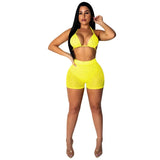 Sequin Mesh Black Sexy Two Peice Set Crop Top Shorts Summer Club Outfits for Women Clothes 2021 Matching Sets