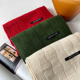 New Autumn Winter Plaid Weaving Scarf Korean Edition Solid Color Cold Proof Warm Neck Protection Knitted Wool Neck