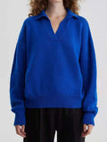 Polo Sweaters For Women Oversize Green Knit Tops Autumn Loose Womoen's Knitted Pulls Blue Pullover Women Oversize