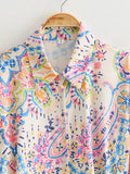 Women's Long Sleeve Printed Shirt Dress