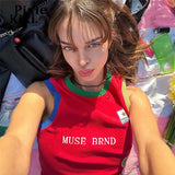 Streetwear Graphic Tees Y2k Clothes 2000s Trendy Sleeveless Crop Tops for Women 2023 Summer Tank Top T Shirt