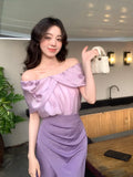 Xixi 2025 Summer New French Temperament Flower Design Chiffon Collar Short-Sleeved Blouse