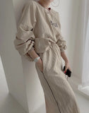 Autumn Women Tracksuit Hoodies 2 Piece Sets Chic Pullover Loose Casual Sweatershirt & High Waist Split Skirt Suit