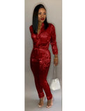 Winter Sequined Zip Up Long Sleeve Formal