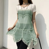 Patchwork Lace Cute Y2K Chiffon Dresses Women Square Collar Elegant Grunge Fairycore Clothes Ruffles Short A Line