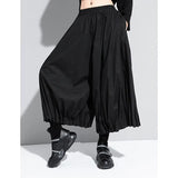 High Elastic Waist Black Pleated Split Wide Leg Trousers New Loose Fit Pants Women Fashion Tide Spring Autumn 2023