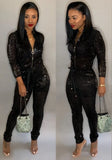 Winter Sequined Zip Up Long Sleeve Formal