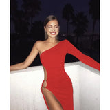 Shoulder Hollow Out High Split Sexy Dress Elegant Summer Dress Women Party Club Dresses Female New Black Bodycon Dress