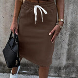 Skirts Suit Sleeveless Sweatshirt Solid Women Skirt Suits Slim Crop Tops+Split Drawstring Bottom Summer Fashion