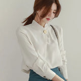 Sleeve Chiffon Blouse Shirt Blouse Women Blusas Mujer De Moda 2021 Blouses Femme Stand Collar Blouse Tops Women Blusas