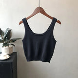 Knitted Crop Camis White Black Summer Casual Women Tank