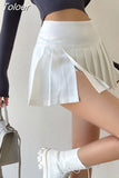 Sexy Split Pleated Miniskirt Women Preppy High Waist A-line Slim Micro Outdoor Sex Skirt Pants Summer Outfits Club