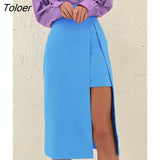 Irregular High Waist Skirts A-Line Slit Office All-Match Skirts Women Summer Chic Elegant Mid-Calf Skirts Lady 2022