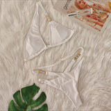Toloer 2024 New Sexy Bikini Crystal Diamond Stripe Band Split Women's Swimsuit Luxury