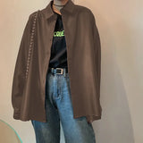 chic Women oversized PU leather blouses 2022 Spring Autumn Black Faux Leather Basic Coat Turn-down Collar Motor Biker