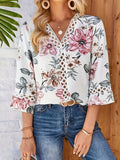 New Loose V-Neck Commuter Horn Sleeve Lace