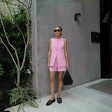 And Summer New High-Rise Thin Sicilian Vest Wearing Loose Shorts Two