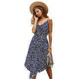 New Women Sexy Dress Beach Boho Dress Dot Dress Deep V-Neck Sleeveless Backless Summer Dress Ladies Streetwear Party