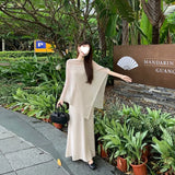 Feeling Lazy Temperament Casual Knitted Suit Women's Summer Irregular Shirt Shawl Sling Dress Two