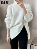 Zipper Slit Big Size Knitting Sweater Turtleneck Long Sleeve Women Pullovers New Fashion Tide Autumn Winter 2023