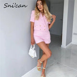 Solid Woolen Tweed Buttons Shorts With Pockets Fashion Office Ladies Uniform Capris Za 2021 Women Pantalon Pour