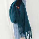 Mohair Thick Scarf Female Autumn And Winter Warm Double-sided Korean Version Of The Wild Long Collar