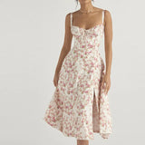 Women's New Broken Flower Collar Sexy Open Fork Spring Dress